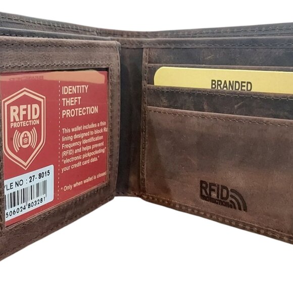Men's Bi-Fold Genuine Cowhide Leather Wallet with RFID - Picture 4 of 8